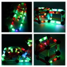 WOWO Svietiace Magnetické Bloky a Tyčinky pre Deti - LED, 52 Prvkov, Veľké