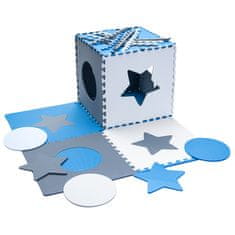 WOWO Detská Penová Puzzle Podložka 180x180cm, 9 Prvkov - Sivá a Modrá