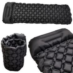 WOWO Čierna turistická karimatka na spanie 190x60x6cm - pohodlný matrac pre kemping