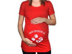 Divja Červené tehotenské tričko s nápisom Tu bývam ja CZ