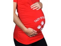 Divja Červené tehotenské tričko s nápisom Tu bývam ja CZ