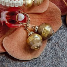 Lampglas Elegantné náušnice Toffee Treasure s 24-karátovým zlatom v perlách Lampglas ESA42
