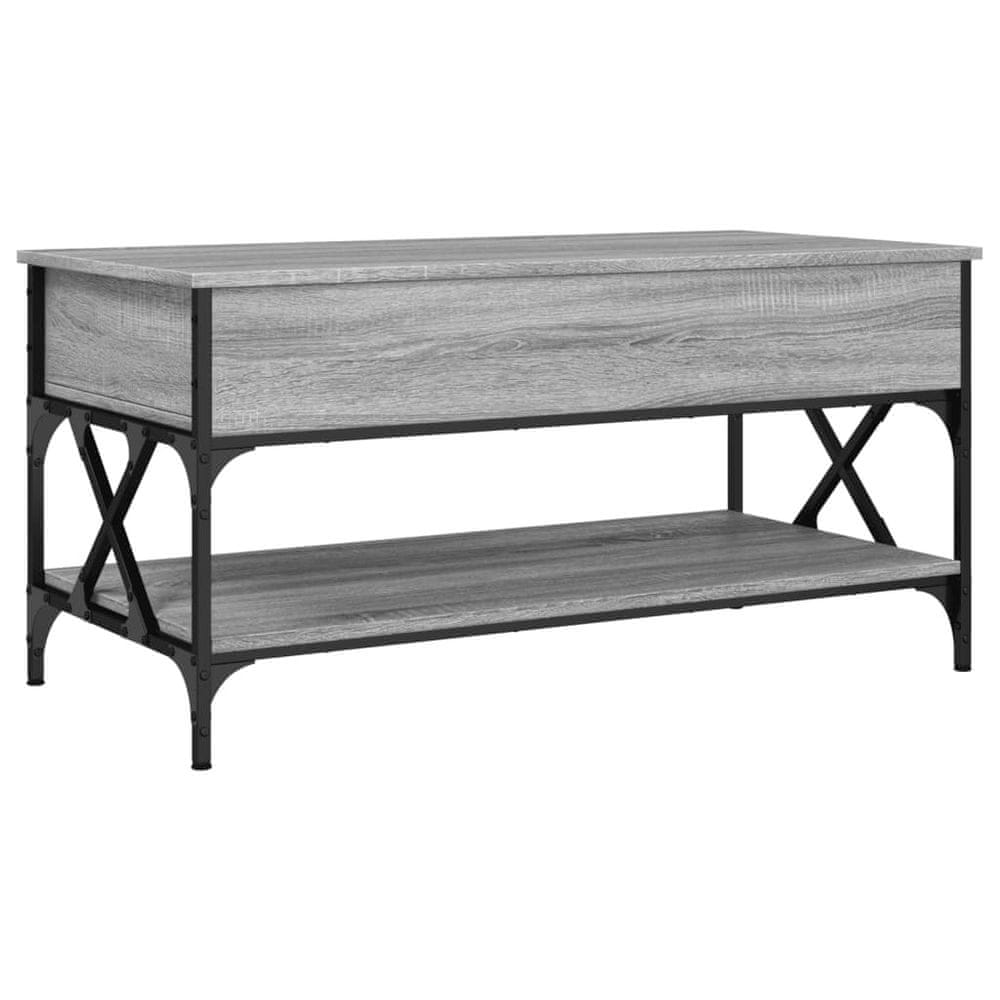 Vidaxl Konferenčný stolík sivý sonoma 100x50x50 cm kompoz. drevo a kov