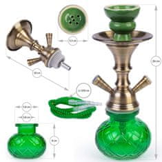 koryworld Vodná fajka - SHISHA zelena 26cm/2 inhalačné hadičky