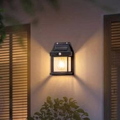 HOME & MARKER® Automatická vonkajšia solárna lampa so senzorom pohybu (čierna farba, 12 x 17 x 5,8 cm) | FLUXLAMP