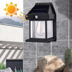 Automatická vonkajšia solárna lampa so senzorom pohybu (čierna farba, 12 x 17 x 5,8 cm) | FLUXLAMP