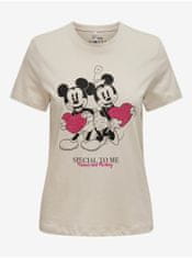 ONLY Béžové dámske tričko ONLY Mickey XS