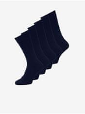 Jack&Jones Súprava piatich párov pánskych ponožiek v tmavo modrej farbe Jack & Jones Jens UNI