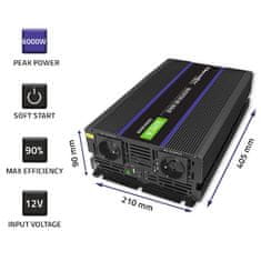 Qoltec Monolith 6000 MS Wave menič napätia | 12V na 230V | 3000/6000W | USB