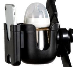 Camerazar Univerzálny držiak na kočík 2 v 1 na nápoje a telefón, čierny, s 360-stupňovým systémom upevnenia