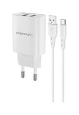 Borofone Nabíjačka BN2 Smart vrátane USB-C dátového kábla 2.1A biela 75824