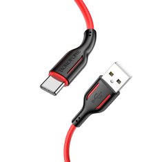 Borofone Kábel BX63 Charming - USB Type-C - 3A 1 meter čierny a červený