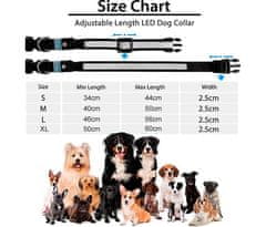 Netscroll Lesklý obojok pre psa, CollarLed, 60 cm XLLED bezpečnostná svetelná obojok pre psov, svietiaca obojok poskytuje vysokú viditeľnosť, USB nabíjanie, vodotesná, ideálna pre nočné prechádzky, CollarLed