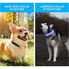 Netscroll Lesklý obojok pre psa, CollarLed, 60 cm XLLED bezpečnostná svetelná obojok pre psov, svietiaca obojok poskytuje vysokú viditeľnosť, USB nabíjanie, vodotesná, ideálna pre nočné prechádzky, CollarLed