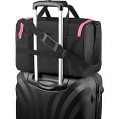 ZAGATTO cestovní taška, černá s růžovými zipy, 40x20x25, ZG837