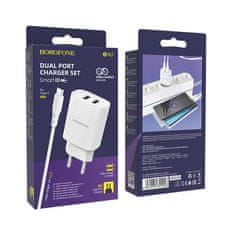 Borofone Nabíjačka BN2 Smart vrátane USB-C dátového kábla 2.1A biela 75824