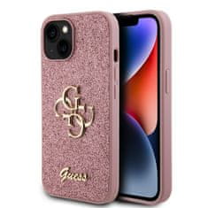 Guess Zadný kryt PU Fixed Glitter 4G Metal Logo pre iPhone 15 Pink