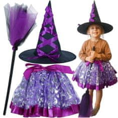 HADEX Detský kostým čarodejnice, 3ks, fialový