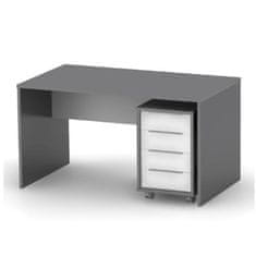 KONDELA Písací stôl, grafit/biela, RIOMA NEW TYP 16