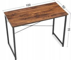 MUVU Kovový drevený počítačový stôl vintage loft industrial 100 x 50 x 70cm