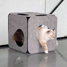 EBI D&D I LOVE HAPPY CATS NALA Filcový luxusný sivý domček pre mačky 40x40x40cm