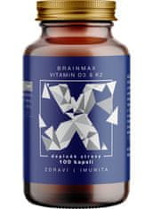 BrainMax Vitamín D3 a K2, 5000 IU/K2 ako MK7 150 mcg, 100 kapsúl
