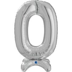 Grabo Fóliový balón číslo 0 strieborný so stojanom 64cm