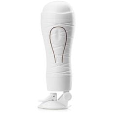 XSARA Velmi kvalitní vibrační masturbátor s přísavkou - mega stimulující - bílý – 88797346