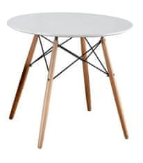 KONDELA Jedálenský stôl biela, buk priemer 80 cm Gamin New 80