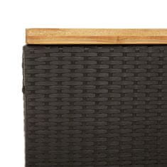 Petromila vidaXL Záhrad. úložný box čierny 110x55x63 cm polyratan akáciové drevo
