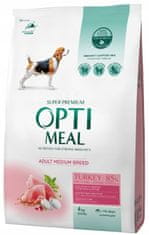 OptiMeal OPTIMEAL suché krmivo pre psy stredných plemien s morčacím mäsom 4 kg