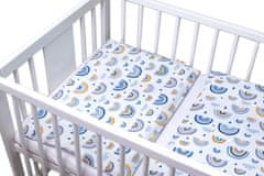 Baby Nellys 3-dielna sada Mantinel s obliečkami - Dúha, modrá, 135x100 cm