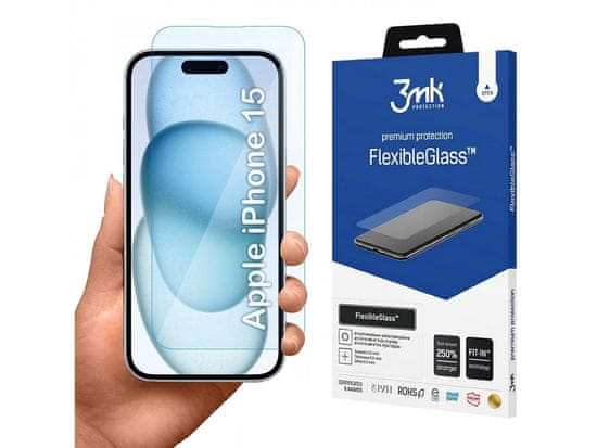 3MK Nelámané hybridné sklo Apple iPhone 15 - 3mk FlexibleGlass