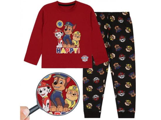 Paw Patrol Tlapková patrola Chlapčenské červeno-čierne pyžamo s dlhými rukávmi a dlhými nohavicami