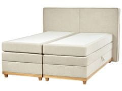 Beliani Kontinentálna posteľ s úložným priestorom 160 x 200 cm béžová DYNASTY