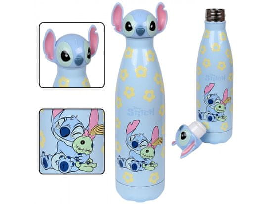 Disney Lilo a Stitch DISNEY Modrá, hliníková fľaša na pitie teplých nápojov 500 ml