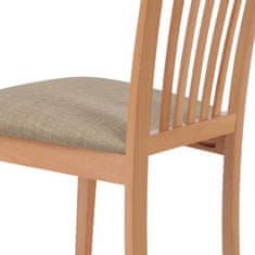 Autronic Drevená jedálenská stolička Jídelní židle, masiv buk, barva buk, látkový béžový potah (BC-3950 BUK3)