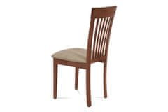 Autronic Drevená jedálenská stolička Jídelní židle, masiv buk, barva třešeň, látkový béžový potah (BC-3950 TR3)