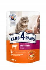 CLUB 4 PAWS vlhké krmivo pre mačky - Hovädzie mäso v želé 24x100g