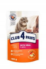 Club4Paws Premium CLUB 4 PAWS mokré krmivo pre mačky - Teľacie v omáčke 24x100g