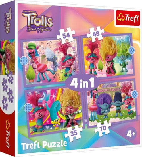 Trefl Puzzle Trollovia 3: Farebné dobrodružstvo 4v1 (35,48,54,70 dielikov)