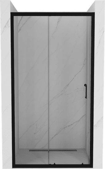 Mexen Apia, posuvné dvere do otvoru 125 x 190 cm, 5mm číre sklo, čierny profil, 845-125-000-70-00