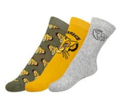 Ponožky detské Leví kráľ - sada 3 páry - 23-26 - khaki, šedá, žltá