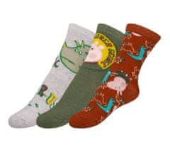 Ponožky detské Peppa - sada 3 páry - 23-26 - khaki, hnedá, šedá