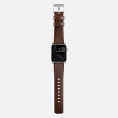 Nomad Modern Band - Kožený remienok pre Apple Watch 45 / 49 mm, hnedý so striebornou