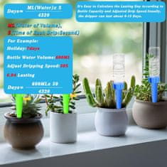 Netscroll Automatický zavlažovač rastlín, zavlažovač funguje na princípe automatickej kvapkovej závlahy, 15 dní, úspora vody, pre zaneprázdnených záhradkárov, 5 ks, PlantDrip