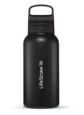 LifeStraw LGV41SBKWW Go 2.0 Stainless Steel Water Filter Bottle 1L Black
