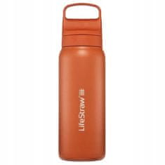 LifeStraw LGV42SORWW Go 2.0 Stainless Steel Water Filter Bottle 24oz Kyoto Orange
