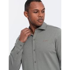 OMBRE Pánska bavlnená košeľa REGULAR light khaki MDN124775 S