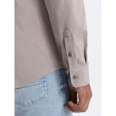 OMBRE Pánska bavlnená košeľa REGULAR ash MDN124776 M